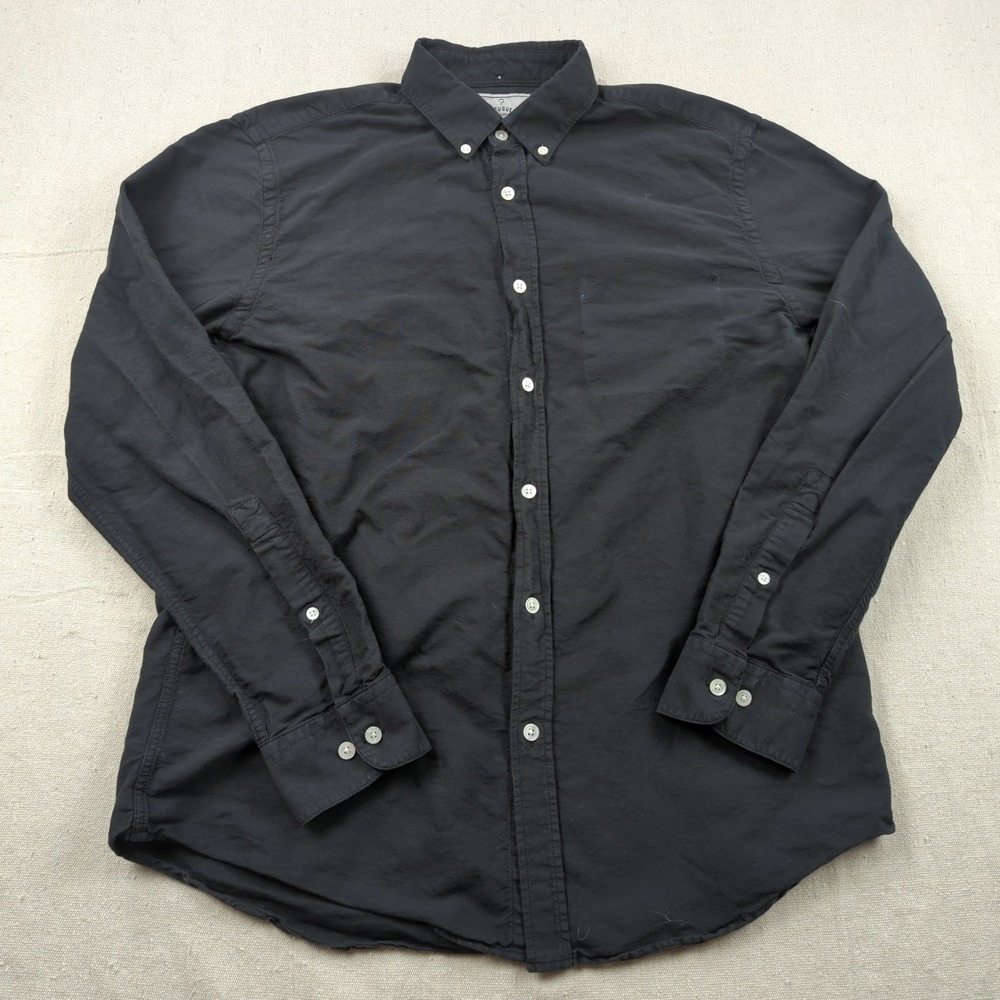 Portuguese Flannel Shirt Mens Large Black Cotton Casual